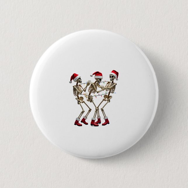 Christmas Skeleton Santa Dancing Lights (2) 6 Cm Round Badge (Front)