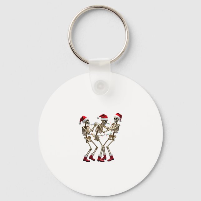 Christmas Skeleton Santa Dancing Lights (2) Key Ring (Front)