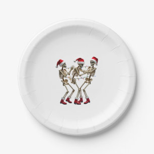 Christmas Skeleton Santa Dancing Lights (2) Paper Plate