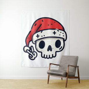 Christmas Skeleton Santa  Tapestry
