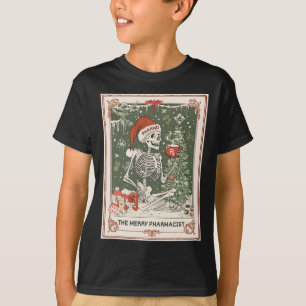 Christmas Skeleton Tarot Card The Merry Pharmacist T-Shirt