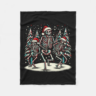 Christmas Skeletons - Vintage Halloween Costume Fleece Blanket