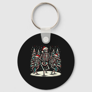 Christmas Skeletons - Vintage Halloween Costume Key Ring