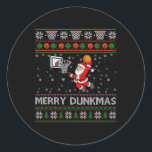 Christmas Sketll Humour Joke Merry Dunkmas  Classic Round Sticker<br><div class="desc">Christmas Sketll Humour Joke Merry Dunkmas</div>