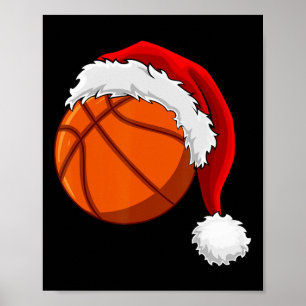 Christmas Sketll Ll Santa Hat Men Boys Sport Xmas  Poster
