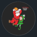 Christmas Sketll Santa Claus Slam Dunk Elf Funny H Classic Round Sticker<br><div class="desc">Christmas Sketll Santa Claus Slam Dunk Elf Funny Humour</div>