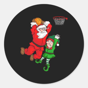 Christmas Sketll Santa Claus Slam Dunk Elf Funny H Classic Round Sticker