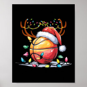 Christmas Sketll Santa Reindeer Sport Men Kids  Poster