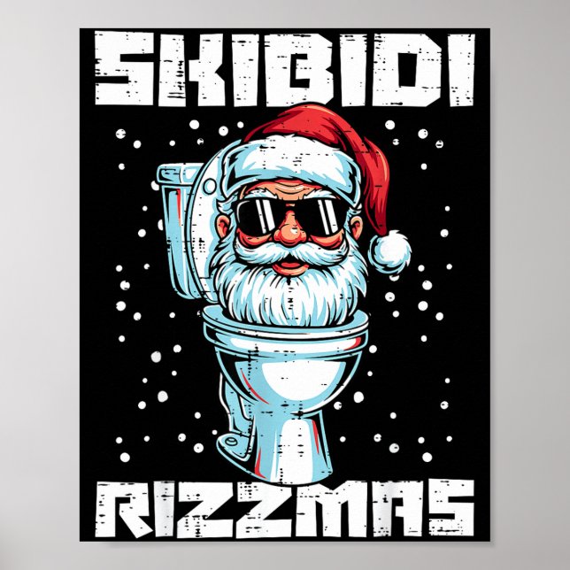 Christmas Skibidi Rizzmas Toilet Xmas Meme Kids Me Poster (Front)