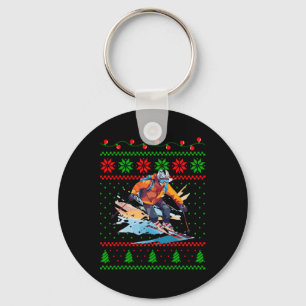 Christmas Skiing Sports Lover Skier Funny Xmas Des Key Ring