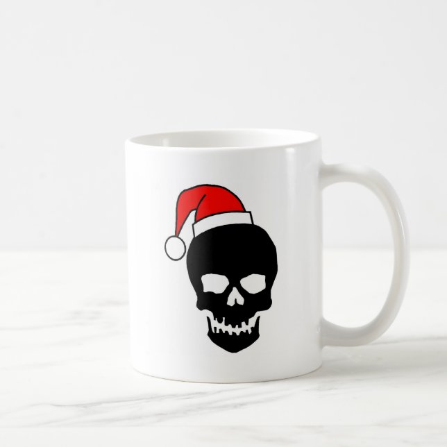 Christmas Skull Black Coffee Mug (Right)