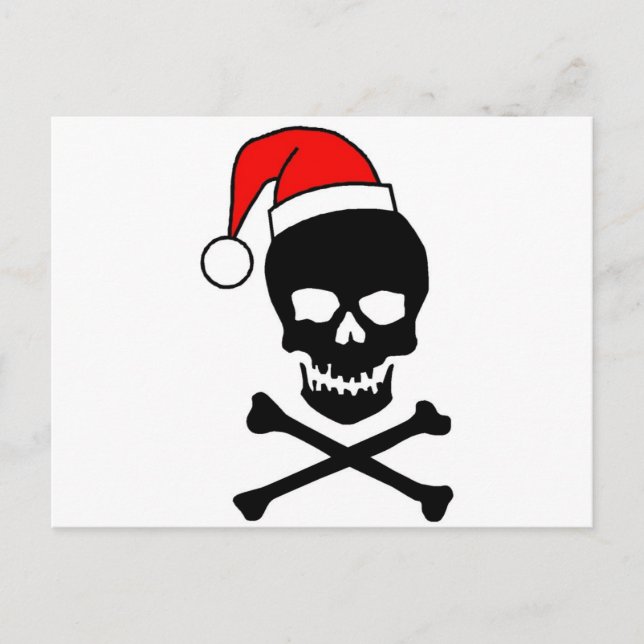 Christmas Skull Black Holiday Postcard (Front)