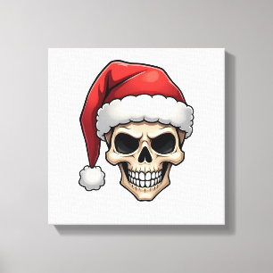 Christmas Skull Funny Santa XMES Men Women T-Shirt Canvas Print