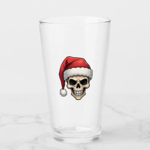 Christmas Skull Funny Santa XMES Men Women T-Shirt Glass