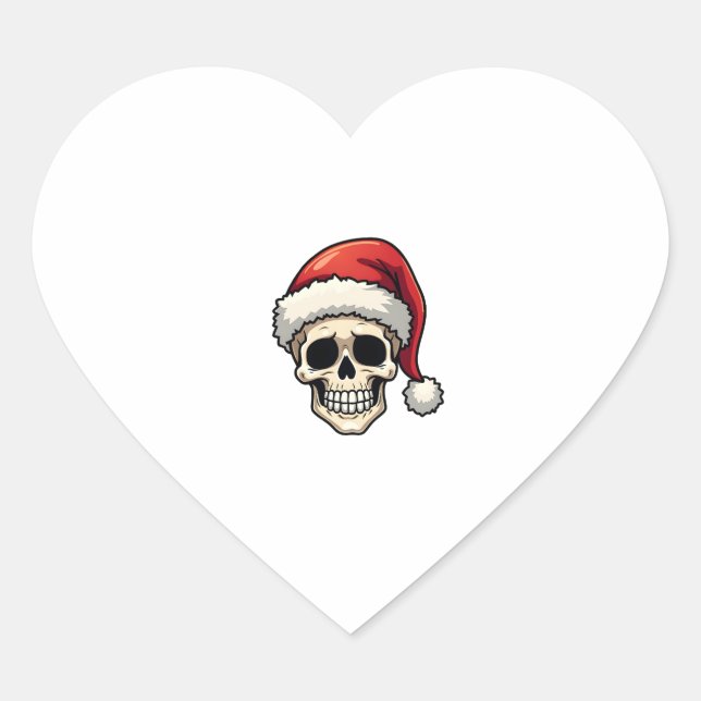 Christmas Skull Funny Santa XMES Men Women T-Shirt Heart Sticker (Front)