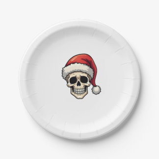 Christmas Skull Funny Santa XMES Men Women T-Shirt Paper Plate