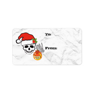 Christmas skull gift tag