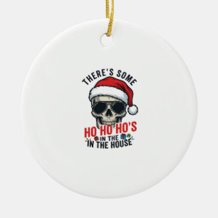 Christmas Skull Ho Ho Ho Humour Design Ceramic Tree Decoration