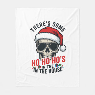 Christmas Skull Ho Ho Ho Humour Design Fleece Blanket
