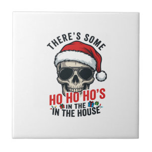 Christmas Skull Ho Ho Ho Humour Design Tile