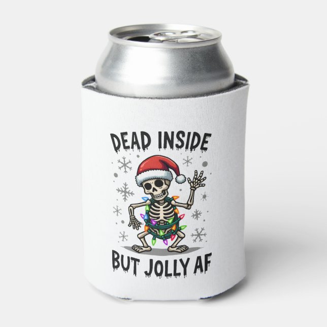 Christmas Skull Peace Dead Inside But Jolly Xmas M Can Cooler (Can Front)
