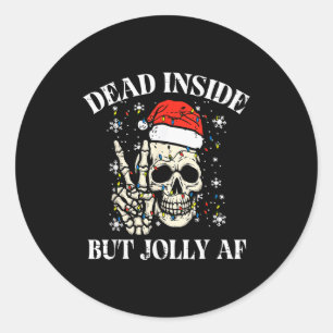 Christmas Skull Peace Dead Inside But Jolly Xmas M Classic Round Sticker