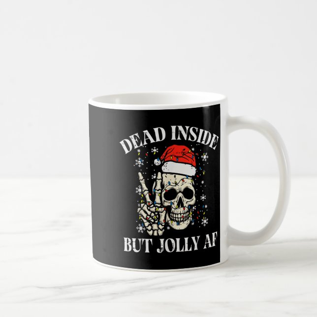 Christmas Skull Peace Dead Inside But Jolly Xmas M Coffee Mug (Right)