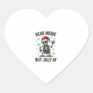 Christmas Skull Peace Dead Inside But Jolly Xmas M Heart Sticker