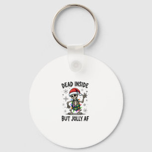 Christmas Skull Peace Dead Inside But Jolly Xmas M Key Ring