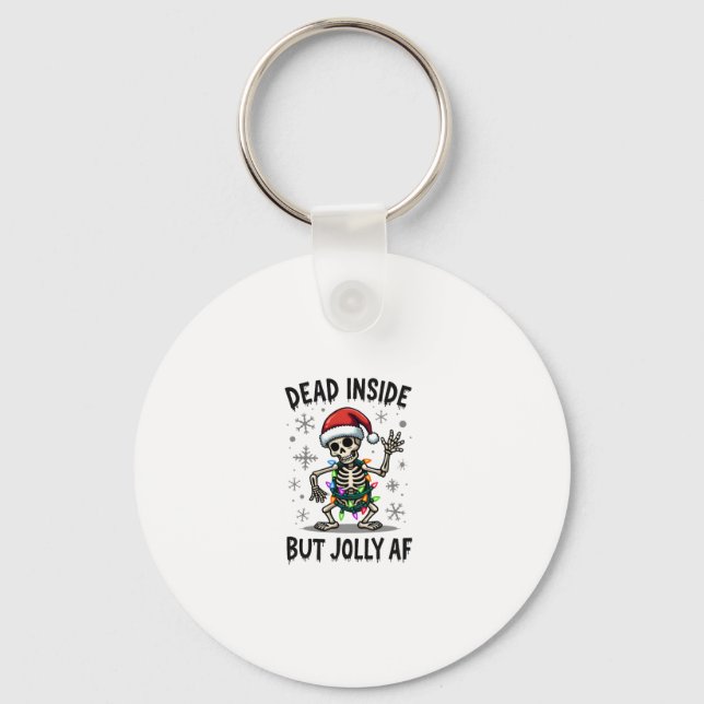 Christmas Skull Peace Dead Inside But Jolly Xmas M Key Ring (Front)