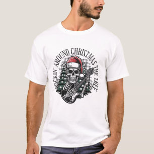 Christmas Skull Playing Guitar Again T-Shirt