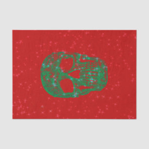 Christmas Skull Pop Art Red Green Glitter Colourfu Tissue Paper