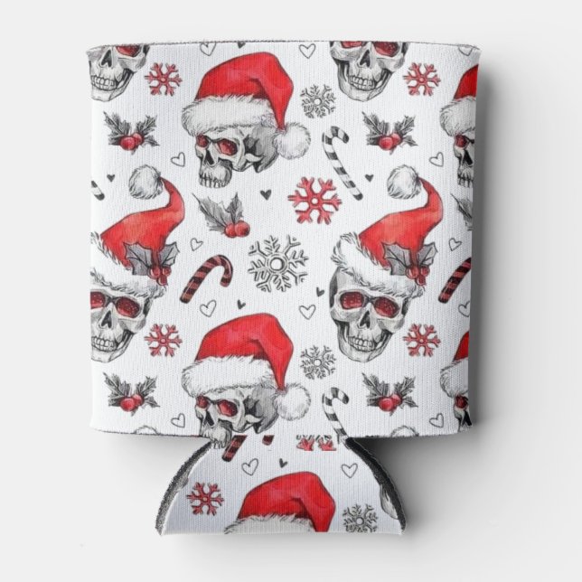 Christmas Skull Santa Can Coolers – Festive & Fun (Front)