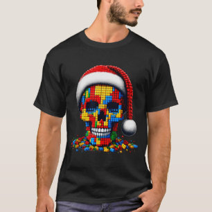 Christmas Skull Santa Hat Block Bricks Master Buil T-Shirt