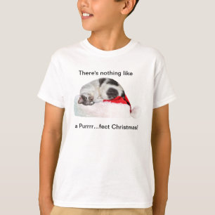 Christmas, Sleeping Cat, Santa Hat T-Shirt