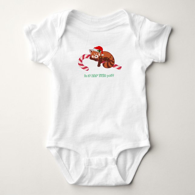Christmas Sleeping Red Panda (Customisable) Baby Bodysuit (Front)