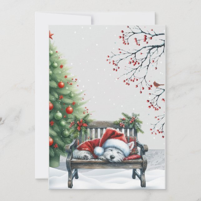 Christmas Sleeping Westie Card (Front)