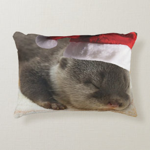 Christmas Sleepy Otter Decorative Cushion
