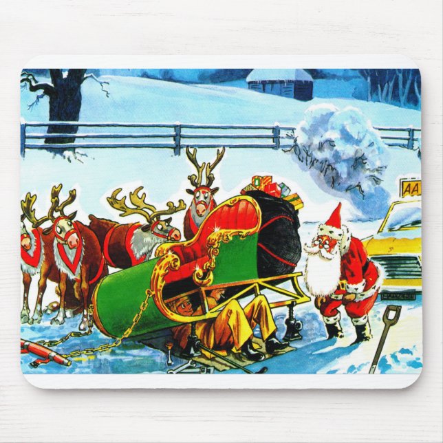 Christmas sleigh and reindeer mouse mat (Front)