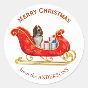 Christmas Sleigh Basset Hound Dog Classic Round Sticker