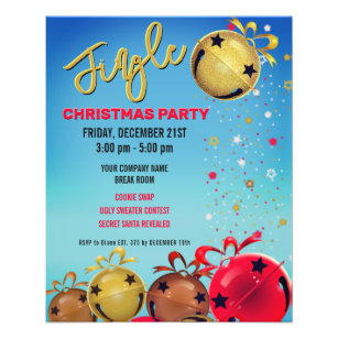 Christmas Sleigh Bells Party Invitation Flyer
