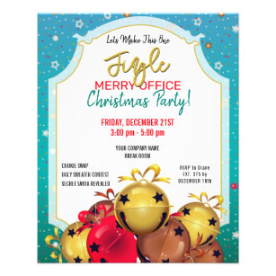 Christmas Sleigh Bells Party  Invitation Flyer