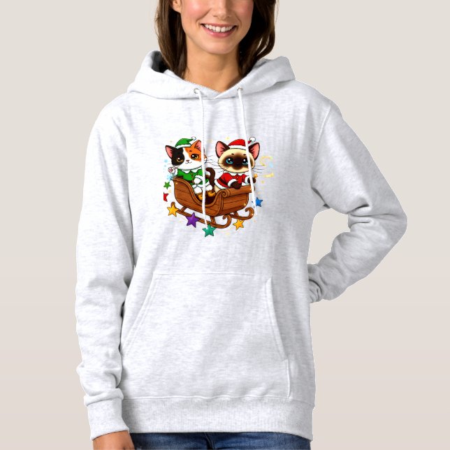 Christmas Sleigh Cats! Hoodie (Front)
