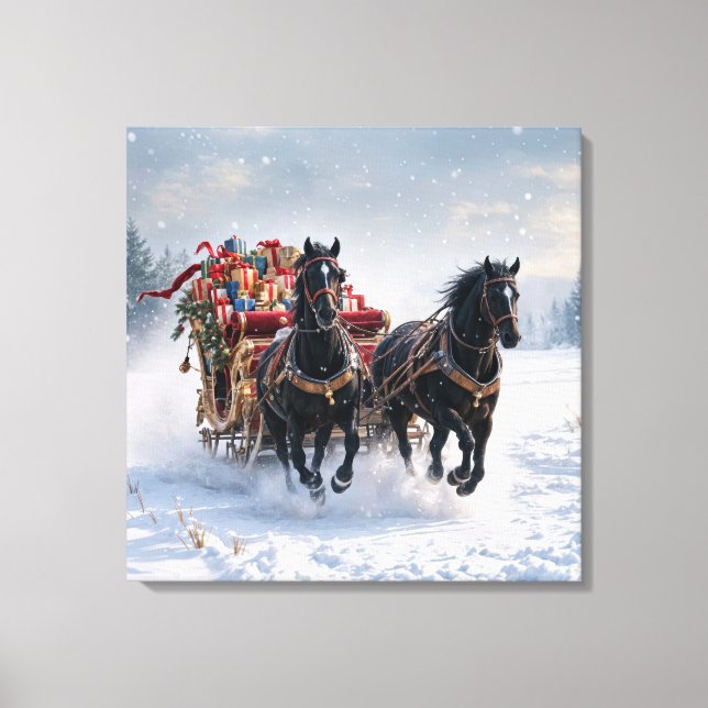 Christmas Sleigh Filled With Gifts Canvas Print (Front)