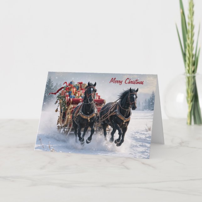 Christmas Sleigh Filled With Gifts Card (Front)