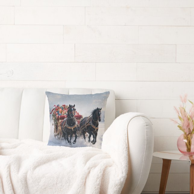 Christmas Sleigh Filled With Gifts Cushion (Couch)