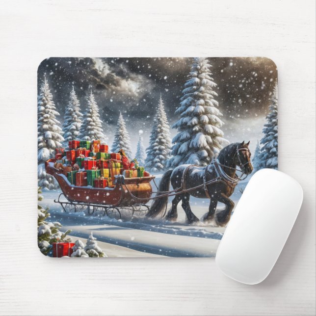 Christmas Sleigh Filled With Gifts Mouse Mat (With Mouse)