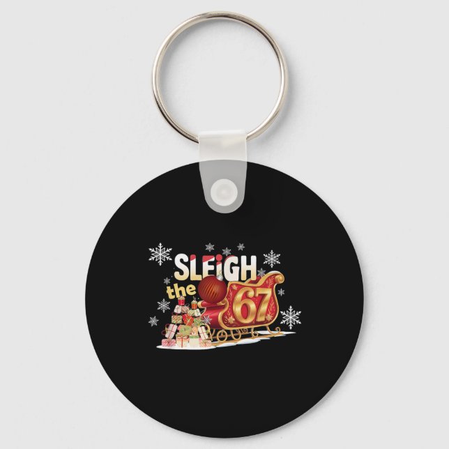 Christmas Sleigh Graphic Design Funny 67  Key Ring (Front)