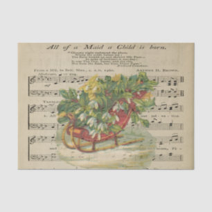 Christmas Sleigh Music Sheet Stained Decoupage