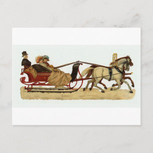 "Christmas Sleigh Ride" Christmas Postcard